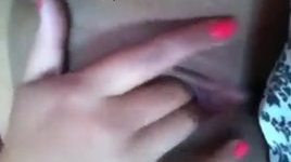 Sexy teen girl rubs and fingers her tight wet pussy