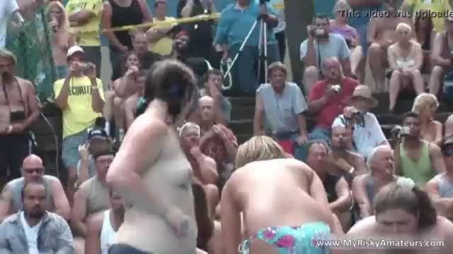 Huge party outdoor becomes really nasty