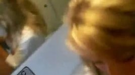 Hot MILF fucks and sucks in a train