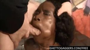 Ghetto whore throat fucked hard