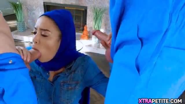 Sexy Hijab Teen Takes 2 Dicks