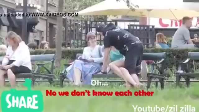 Kissing prank in public