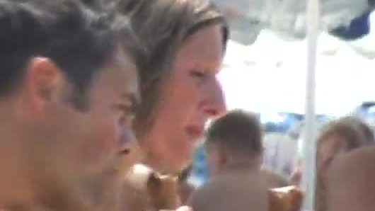 Topless Tourist Wife Sexy Eating Ice Cream in Sunny Beach Bulgaria