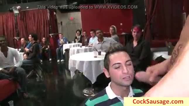 Horny gay men sucking masked stripper by cocksausage