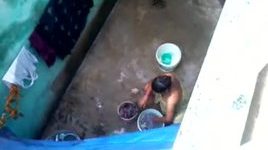 Desi odia married girl washing utensil showing nice boobs